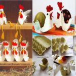 Divertidas gallinas para decorar la cocina confeccionadas con material reciclable
