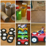 Juguetes reciclados: Coloridos autos para nenes con cartón